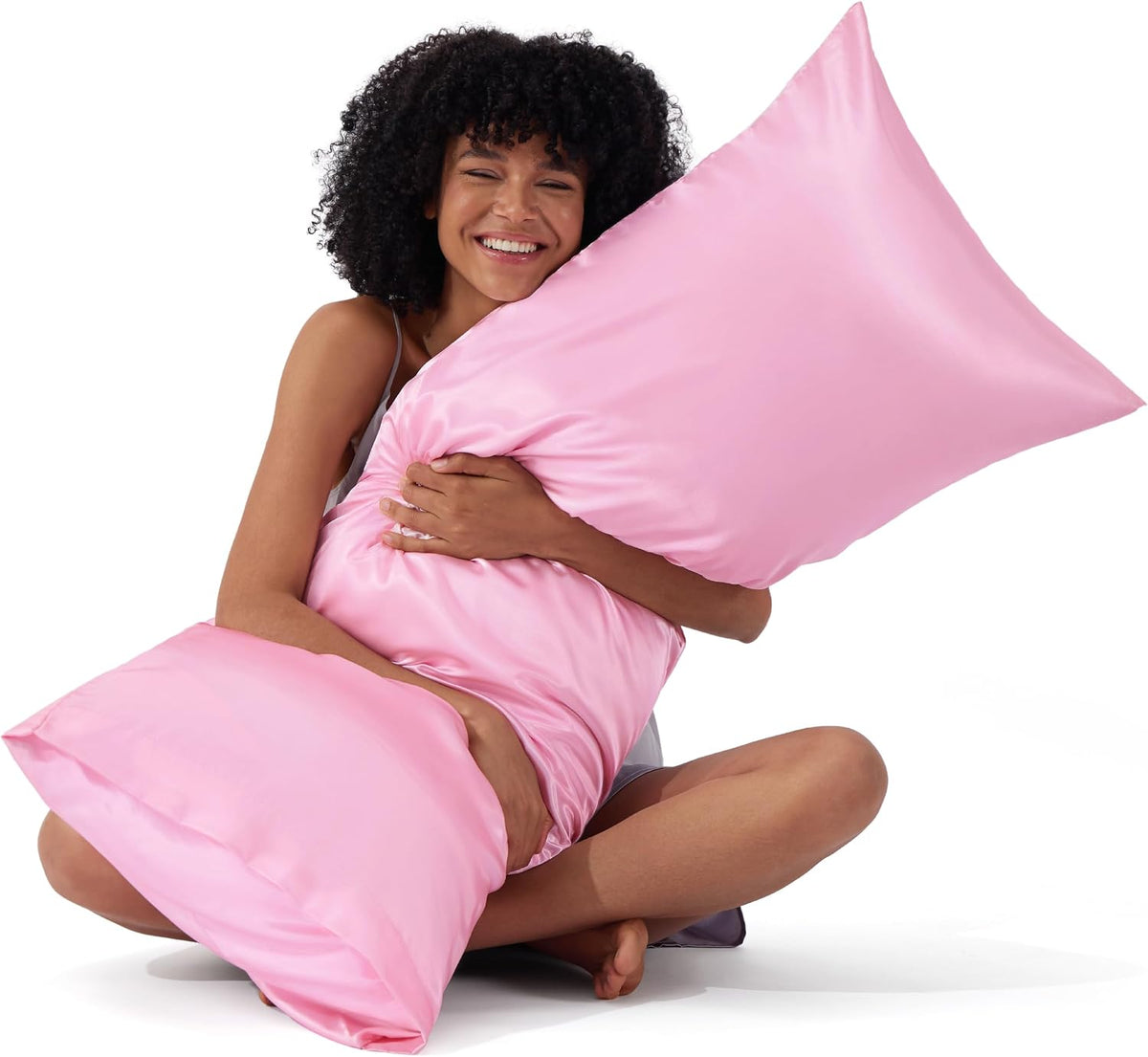 Bedsure Satin Pillowcase Standard Set of 2, Similar to Silk Pillowcase Grey