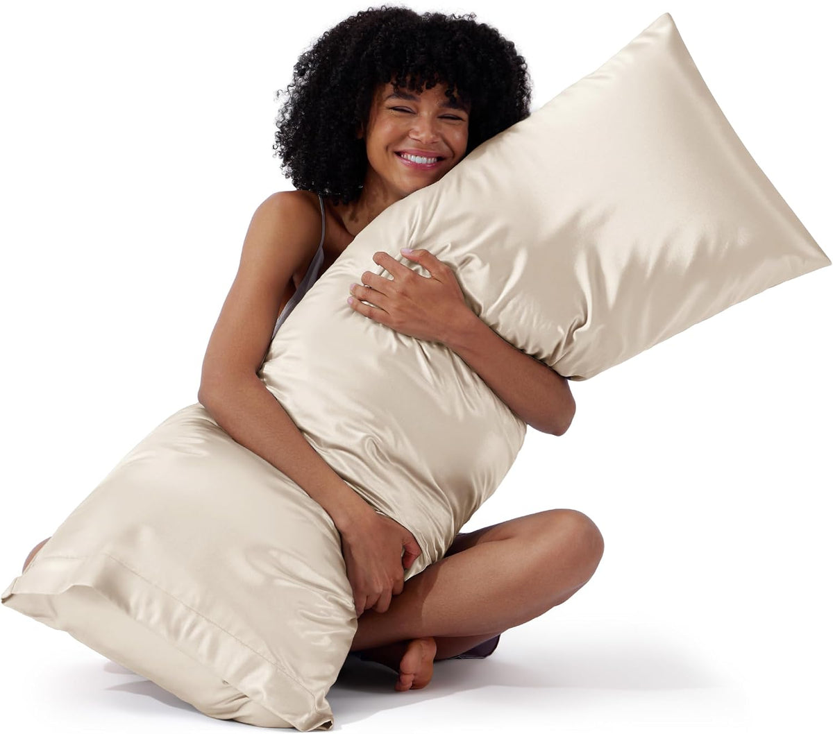 Bedsure Satin Pillowcase Standard Set of 2, Similar to Silk Pillowcase Grey