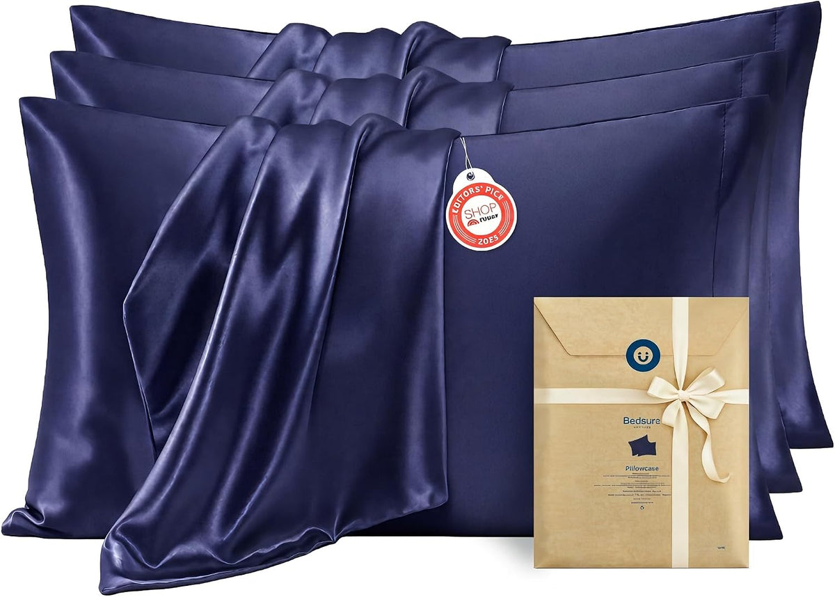 Bedsure Satin Pillowcase Standard Set of 2, Similar to Silk Pillowcase Grey