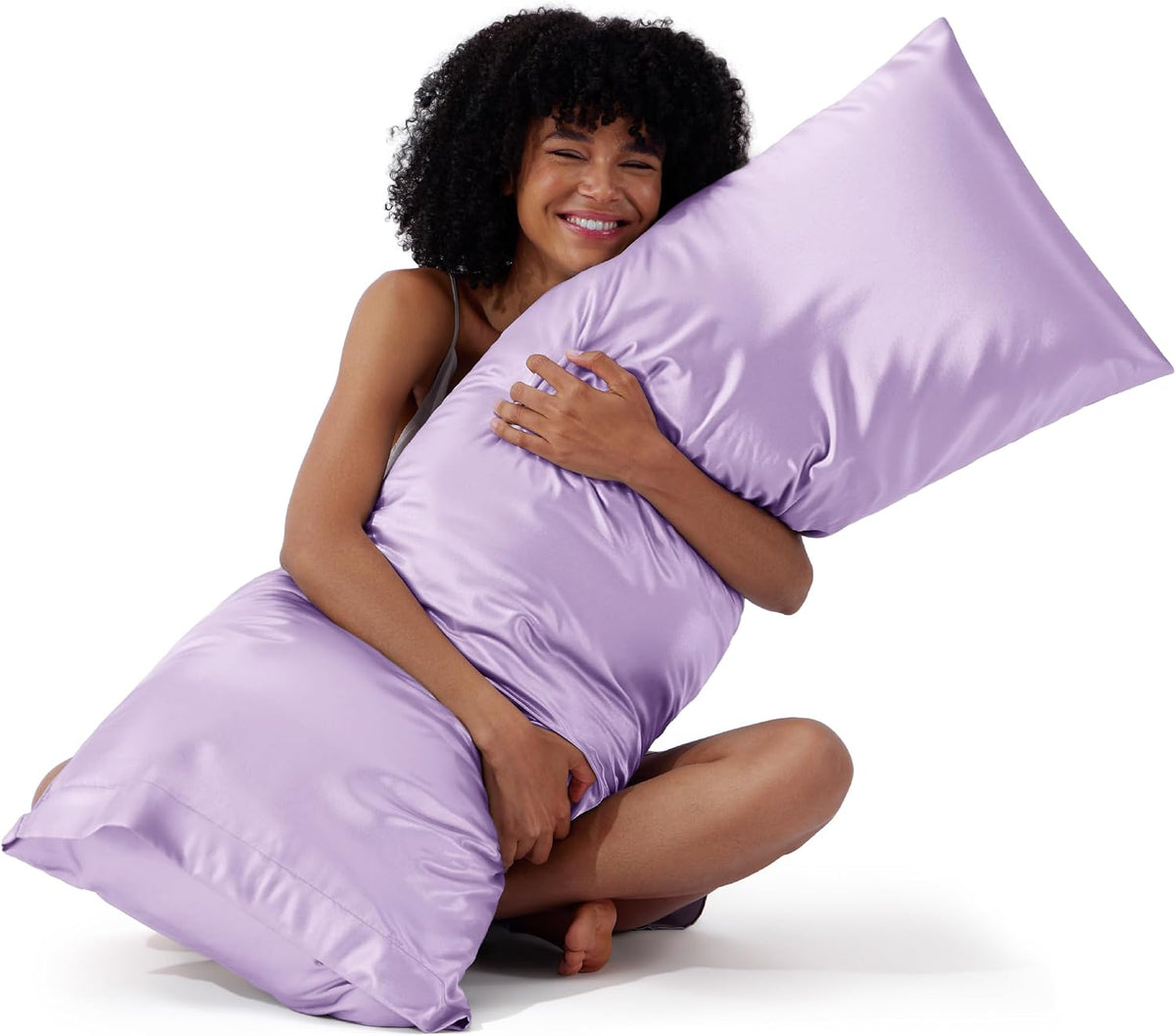 Bedsure Satin Pillowcase Standard Set of 2, Similar to Silk Pillowcase Grey