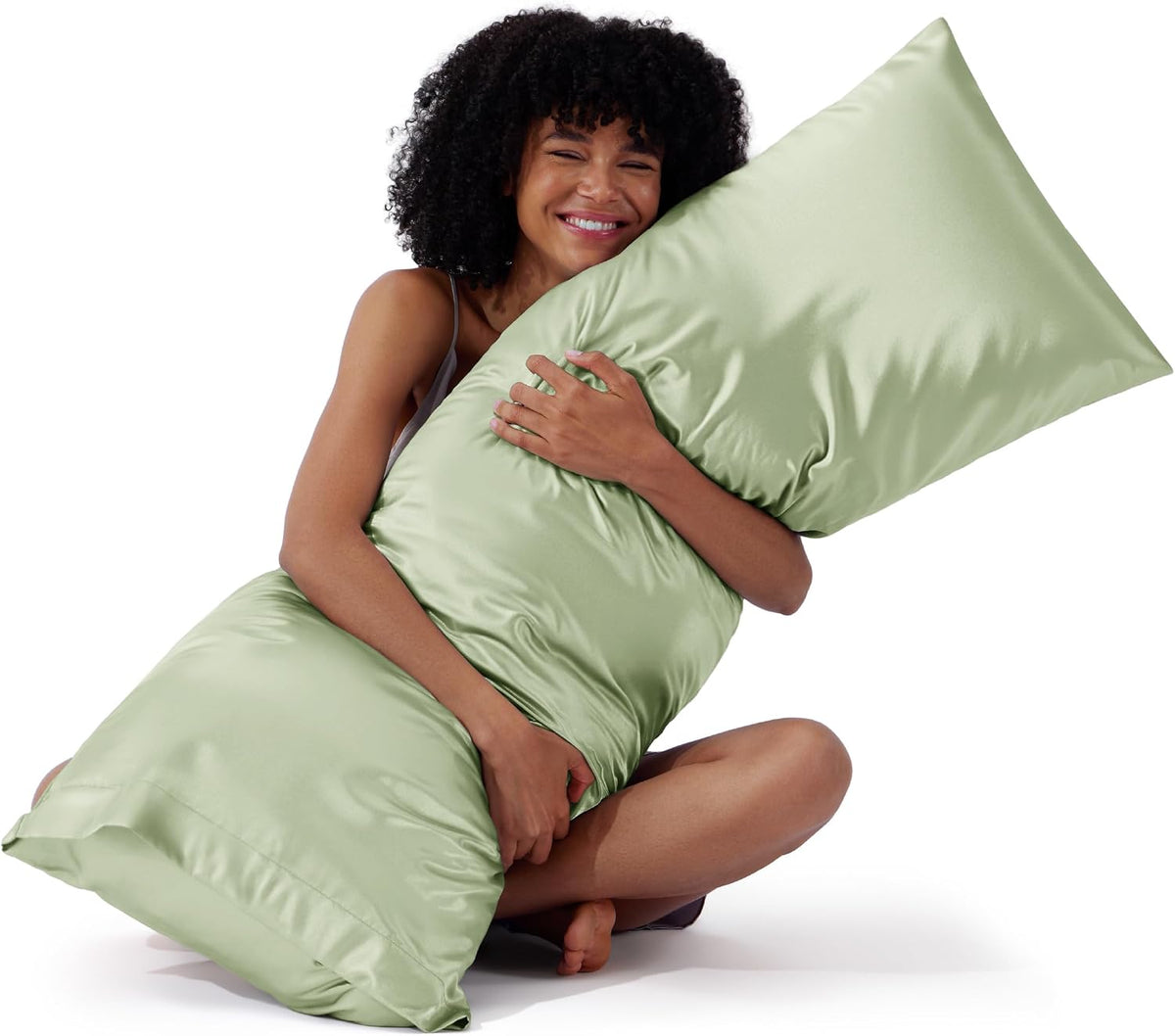 Bedsure Satin Pillowcase Standard Set of 2, Similar to Silk Pillowcase Grey