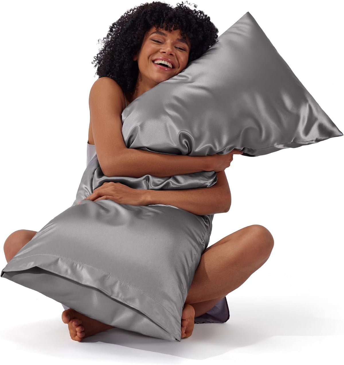 Bedsure Satin Pillowcase Standard Set of 2, Similar to Silk Pillowcase Grey