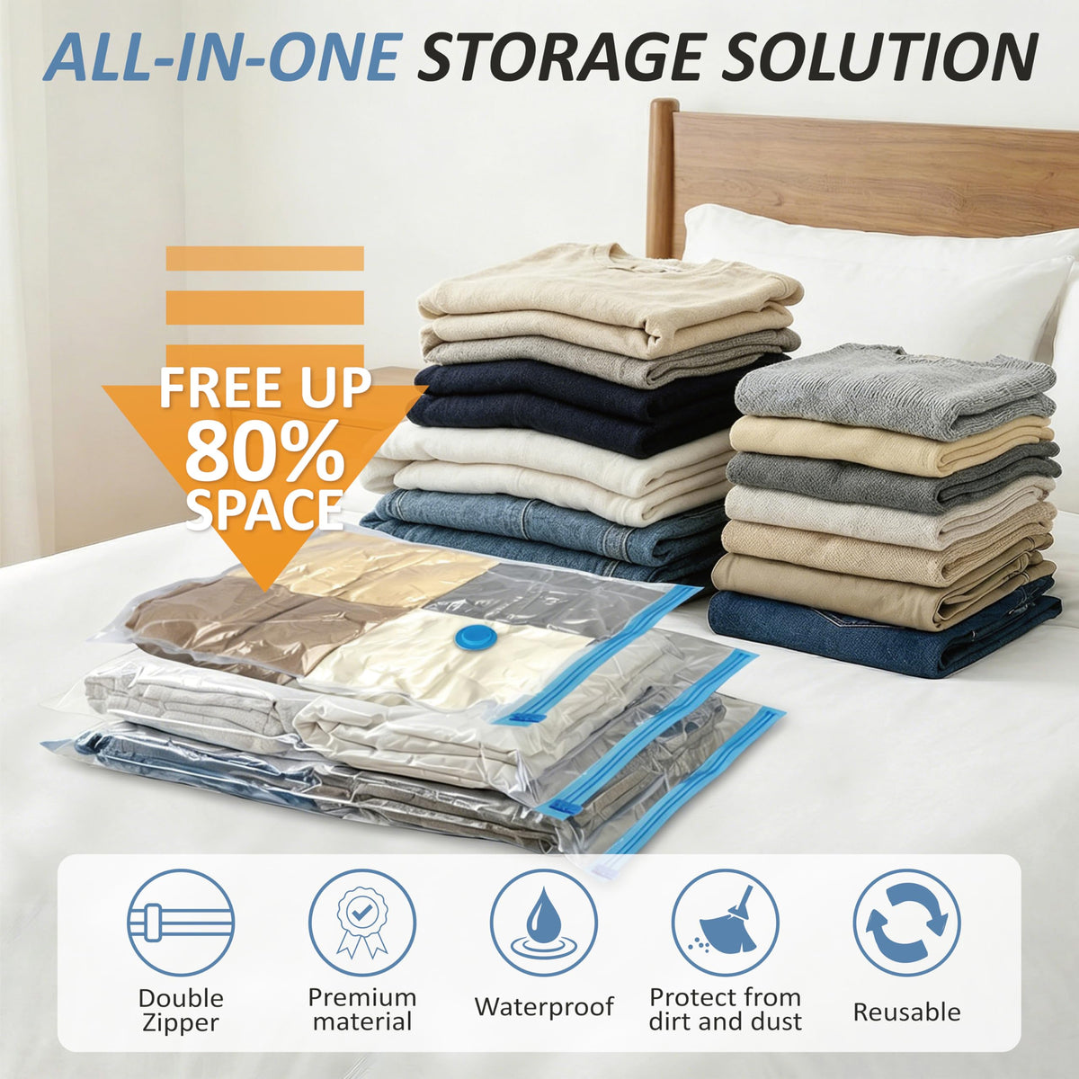 Vacuum Storage Bags with Hand Pump, Vacuum Seal Space Saver Bags,20 Combo