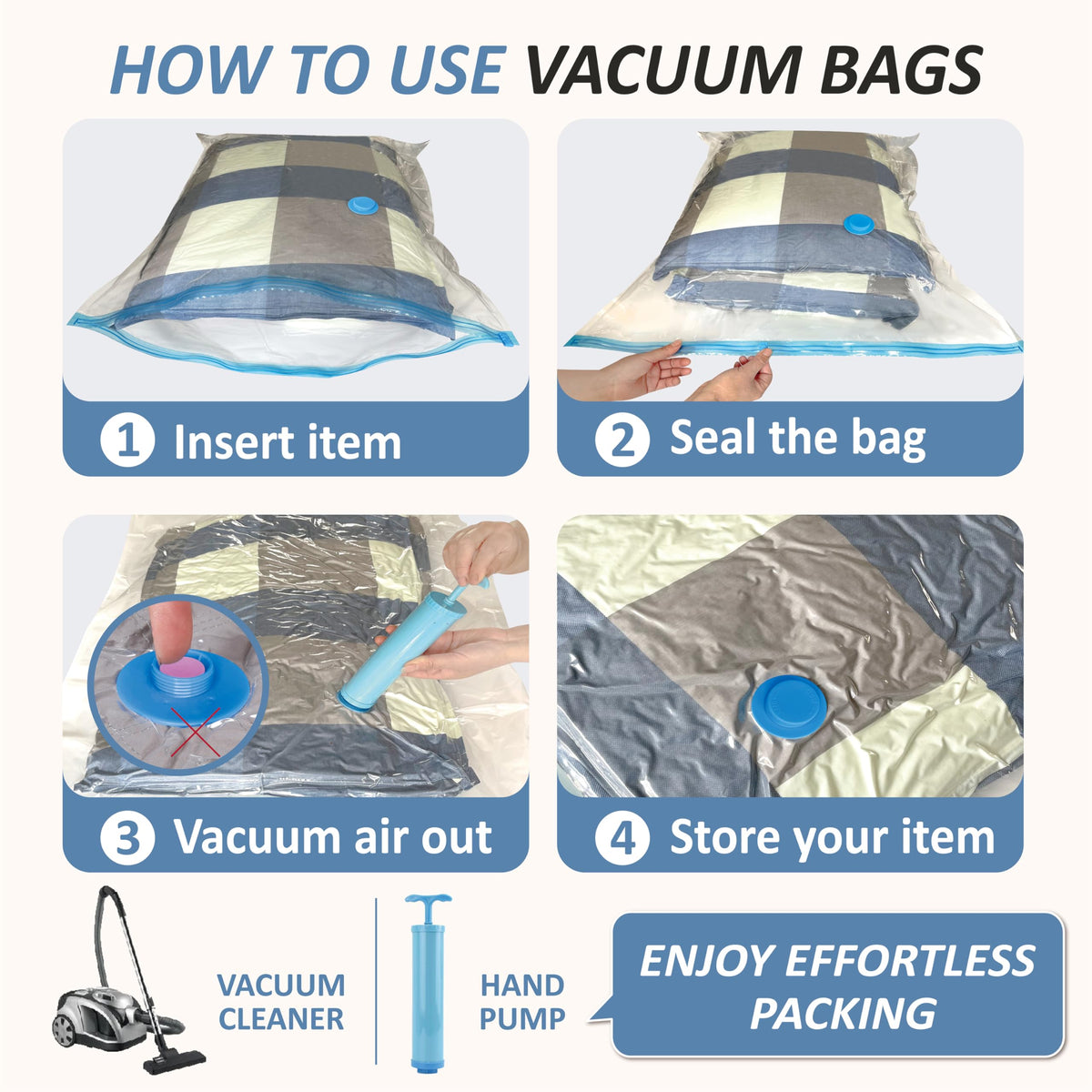Vacuum Storage Bags with Hand Pump, Vacuum Seal Space Saver Bags,20 Combo