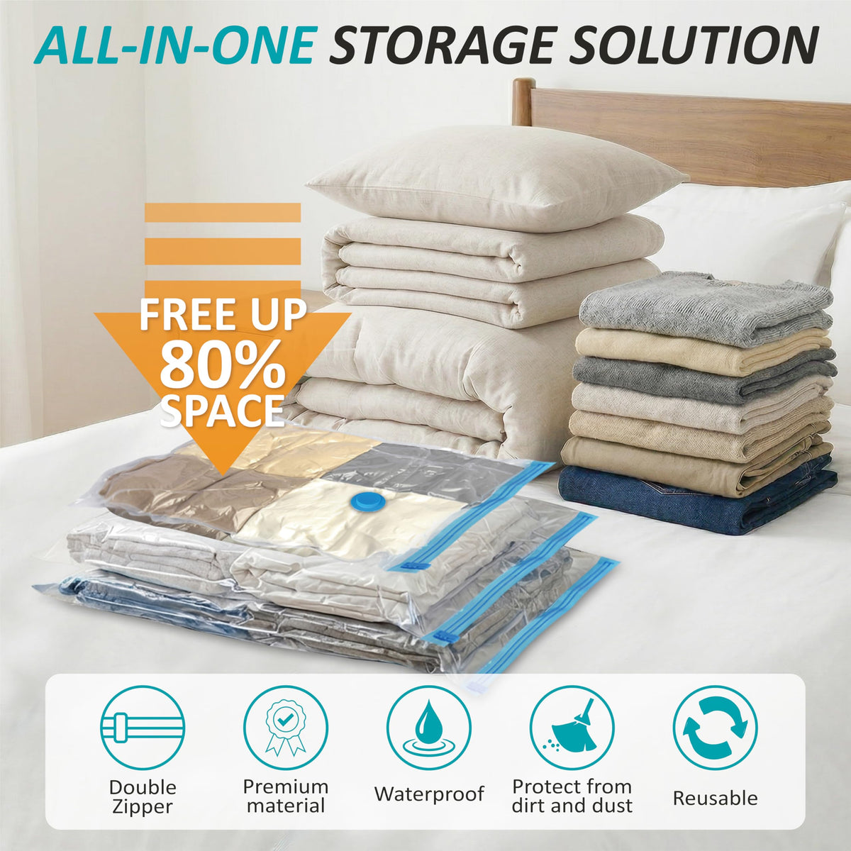 Vacuum Storage Bags with Hand Pump, Vacuum Seal Space Saver Bags,20 Combo