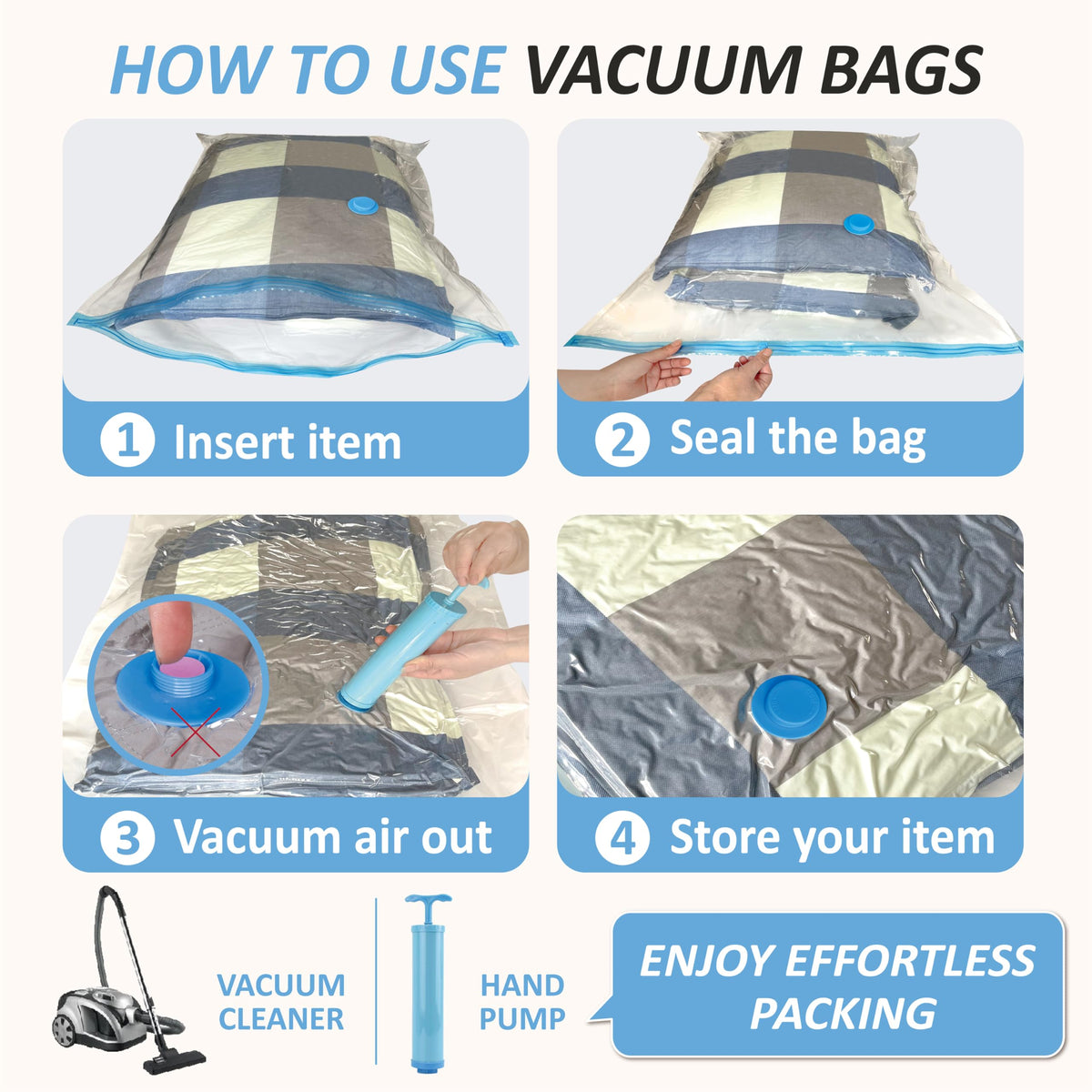Vacuum Storage Bags with Hand Pump, Vacuum Seal Space Saver Bags,20 Combo