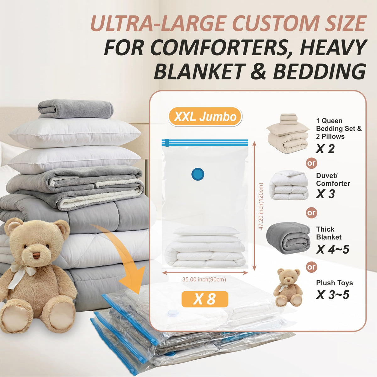 Vacuum Storage Bags with Hand Pump, Vacuum Seal Space Saver Bags,20 Combo