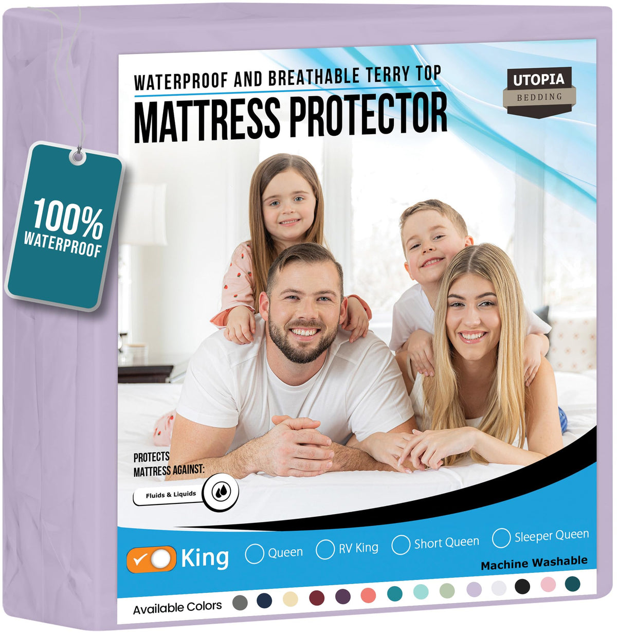 Waterproof Twin Size Mattress Protector fits Upto 15" Deep Pocket