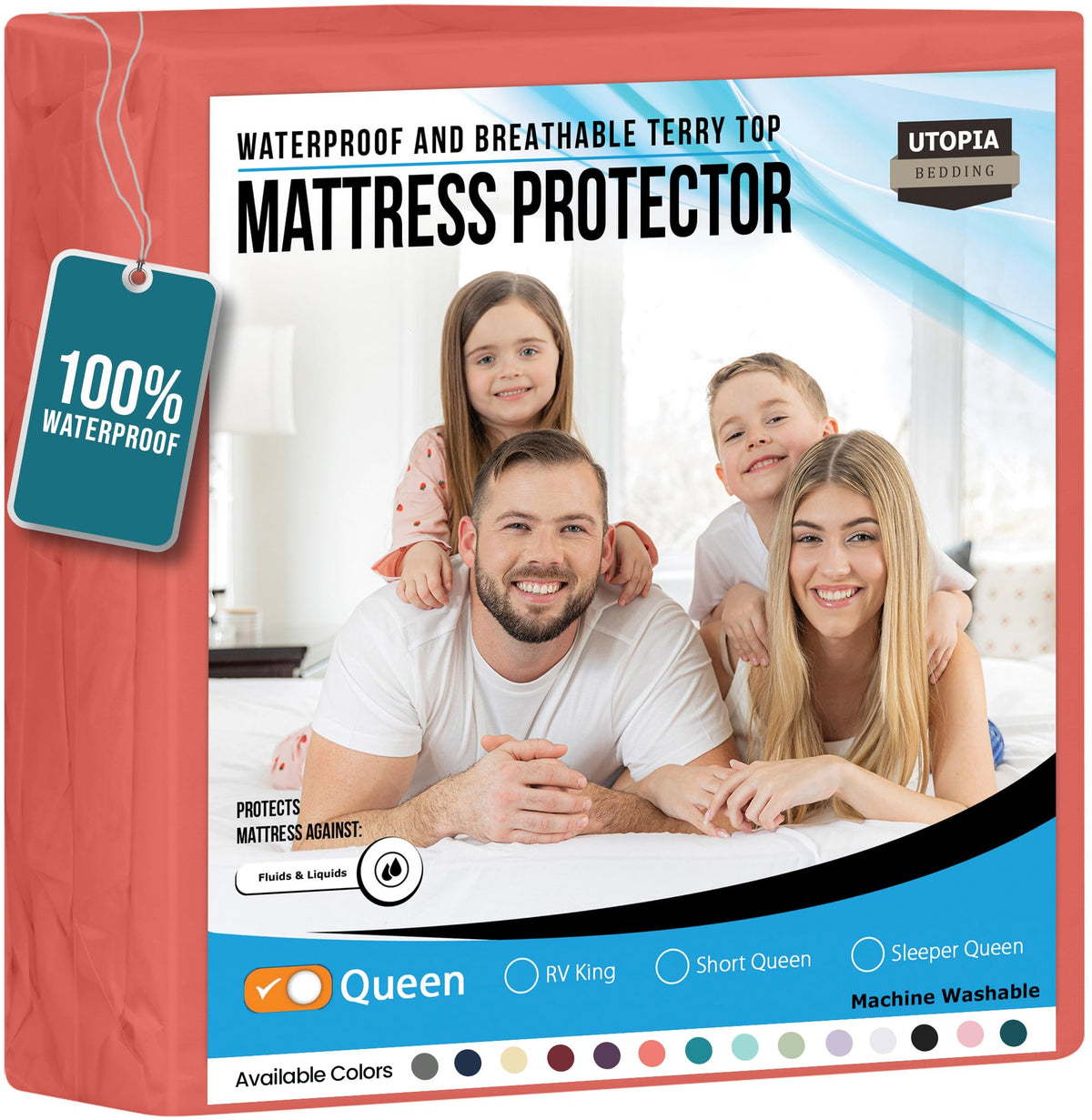 Waterproof Twin Size Mattress Protector fits Upto 15" Deep Pocket