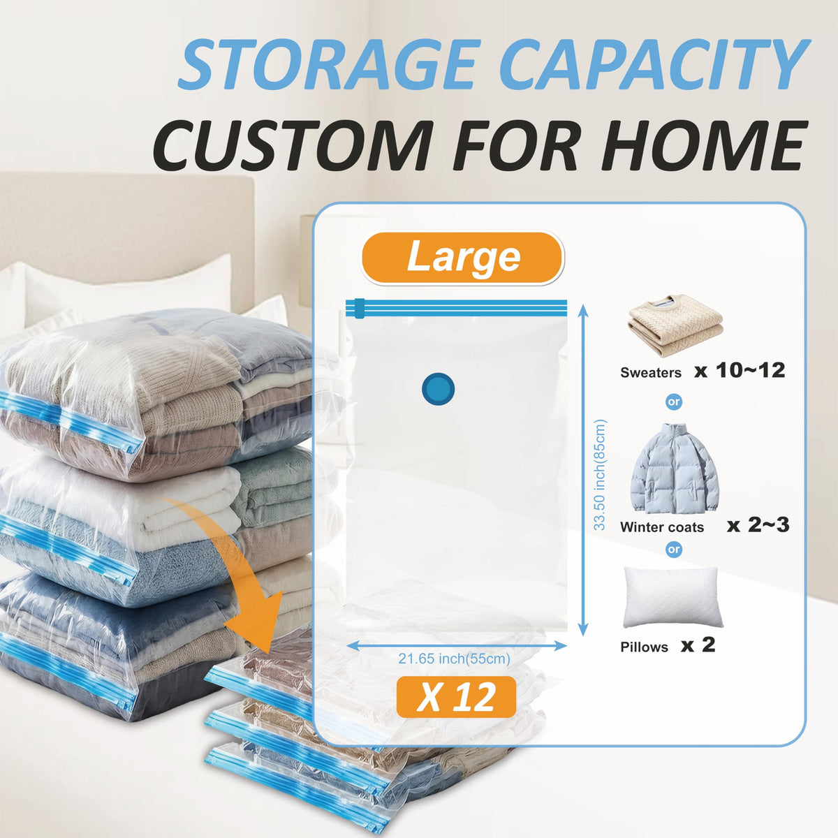 Vacuum Storage Bags with Hand Pump, Vacuum Seal Space Saver Bags,20 Combo