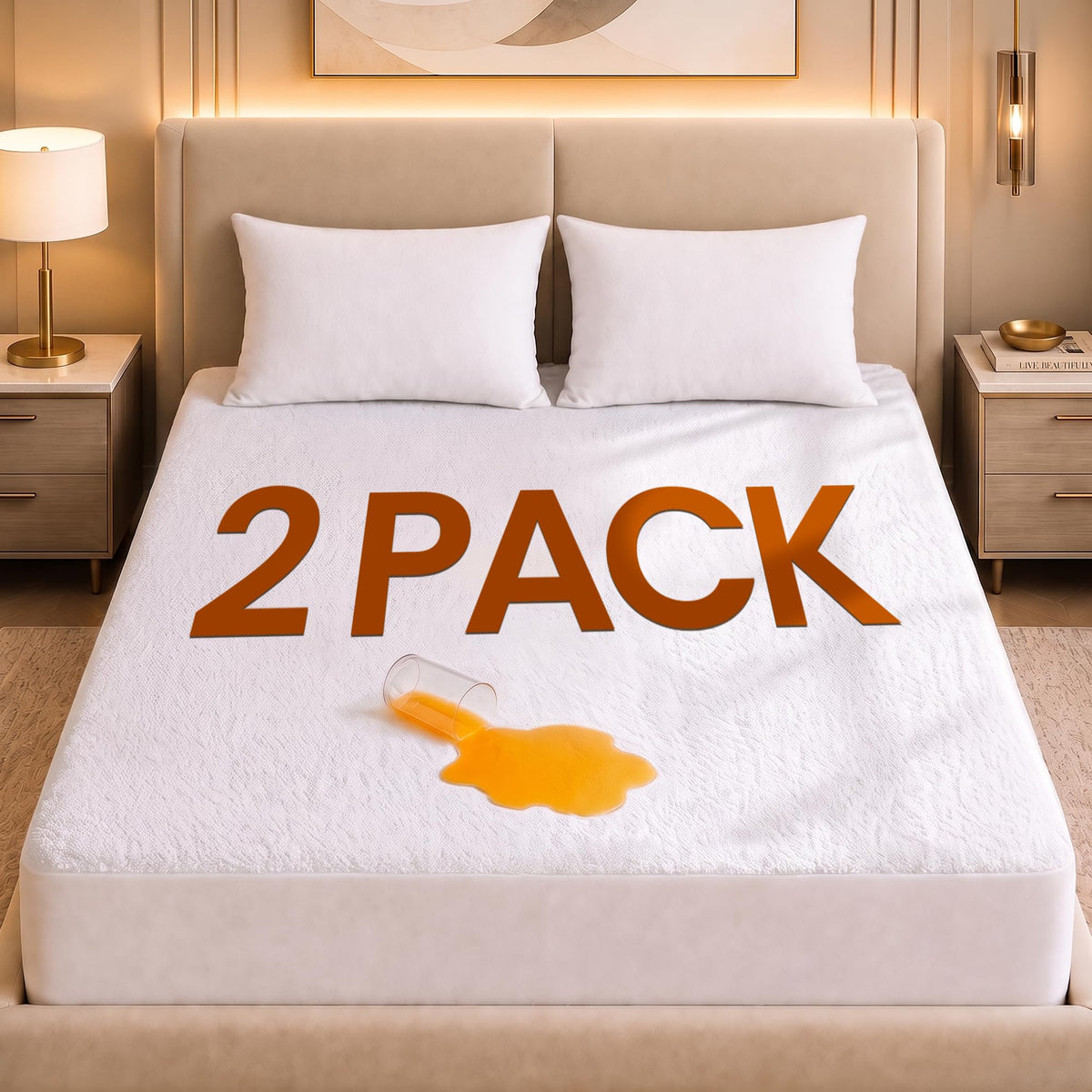 Waterproof Twin Size Mattress Protector fits Upto 15" Deep Pocket