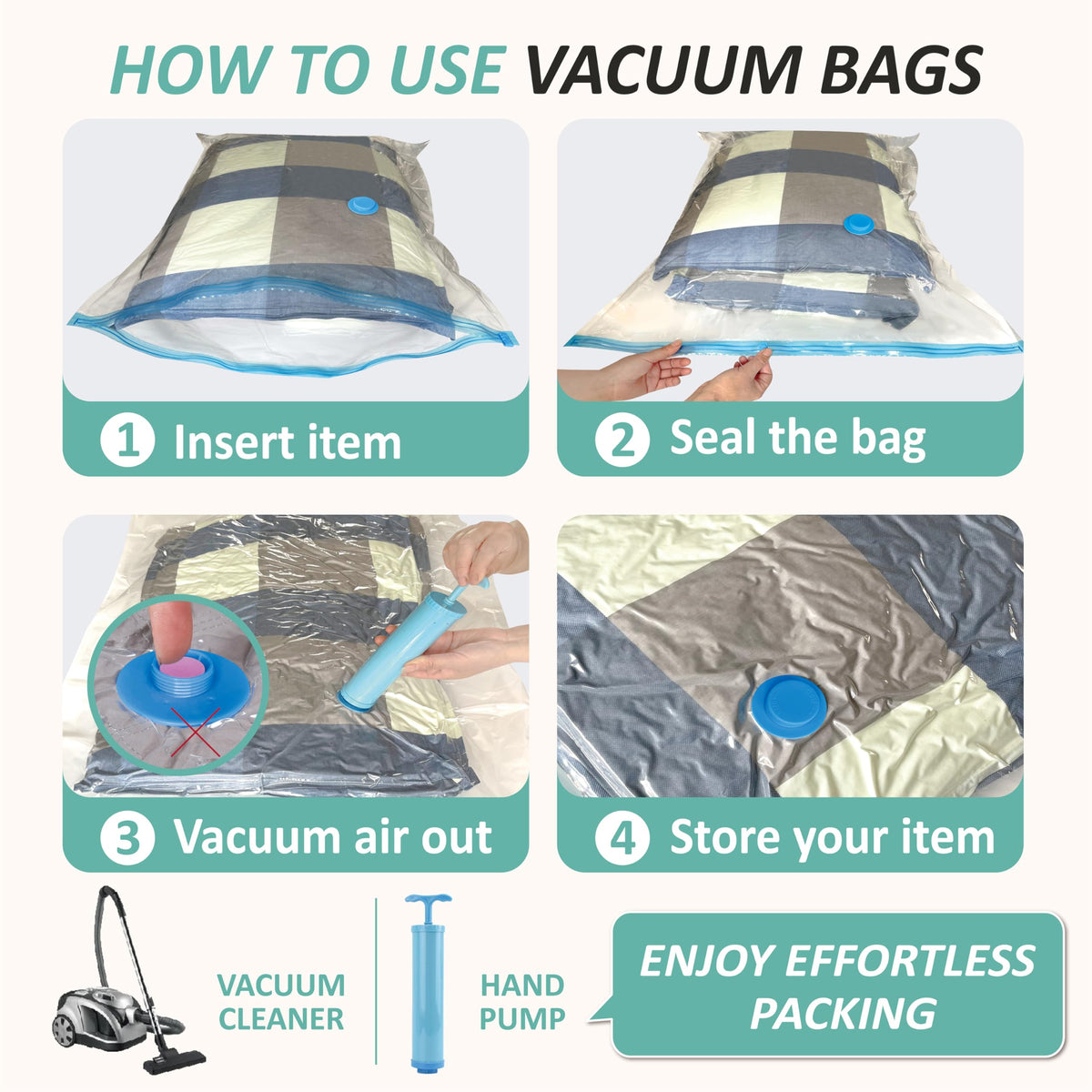 Vacuum Storage Bags with Hand Pump, Vacuum Seal Space Saver Bags,20 Combo