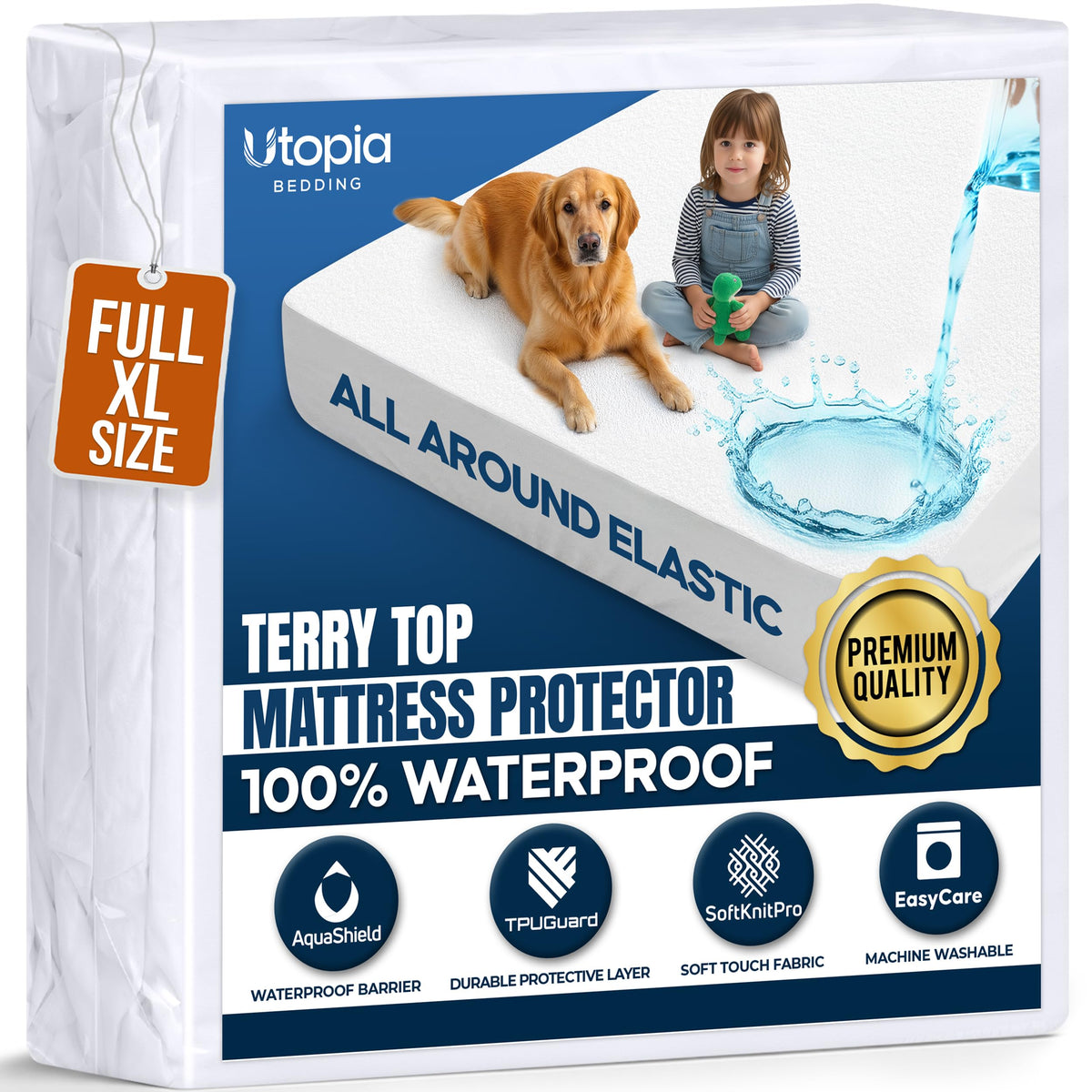 Waterproof Twin Size Mattress Protector fits Upto 15" Deep Pocket