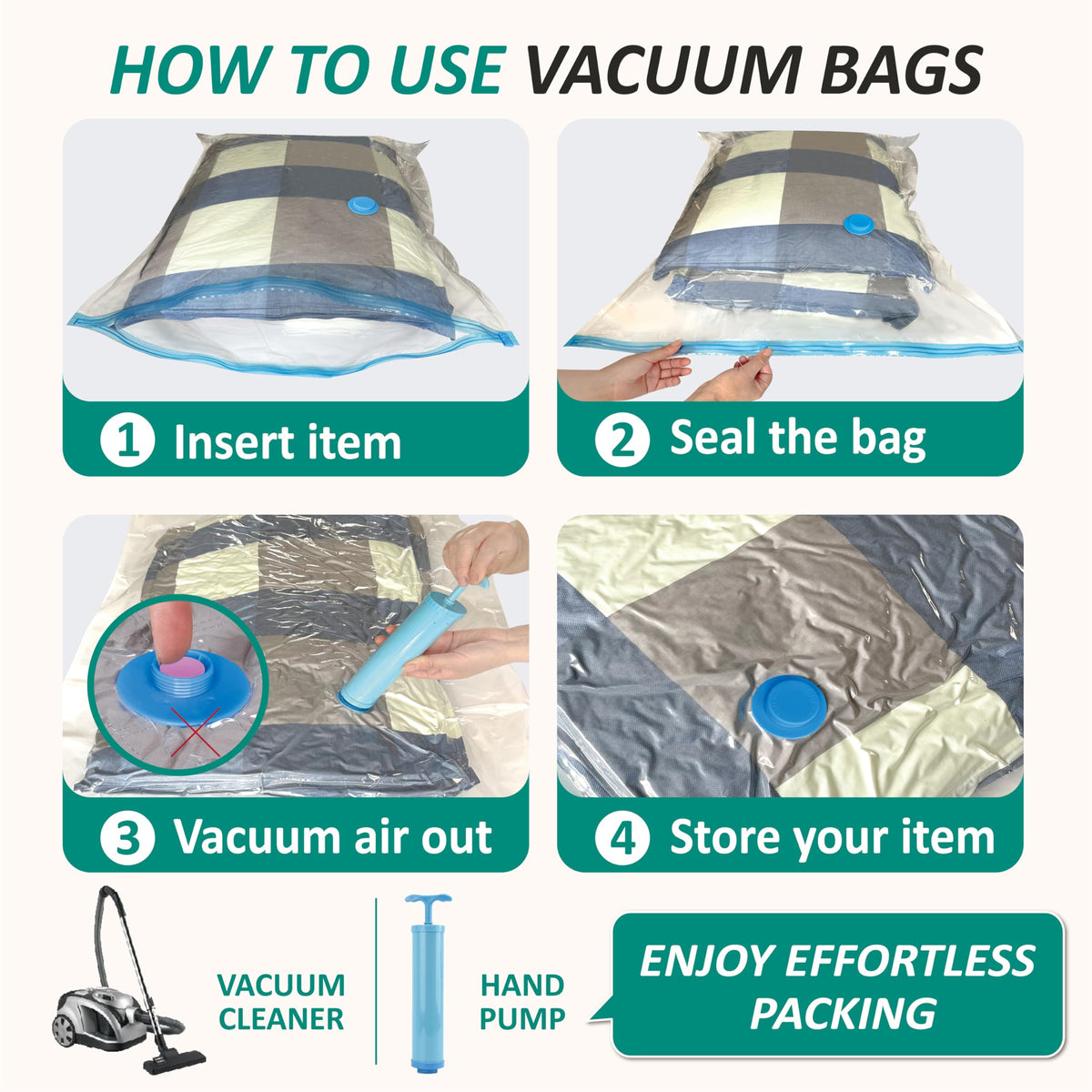Vacuum Storage Bags with Hand Pump, Vacuum Seal Space Saver Bags,20 Combo