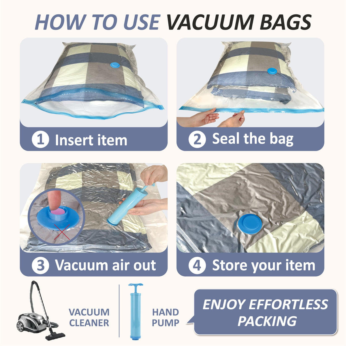 Vacuum Storage Bags with Hand Pump, Vacuum Seal Space Saver Bags,20 Combo