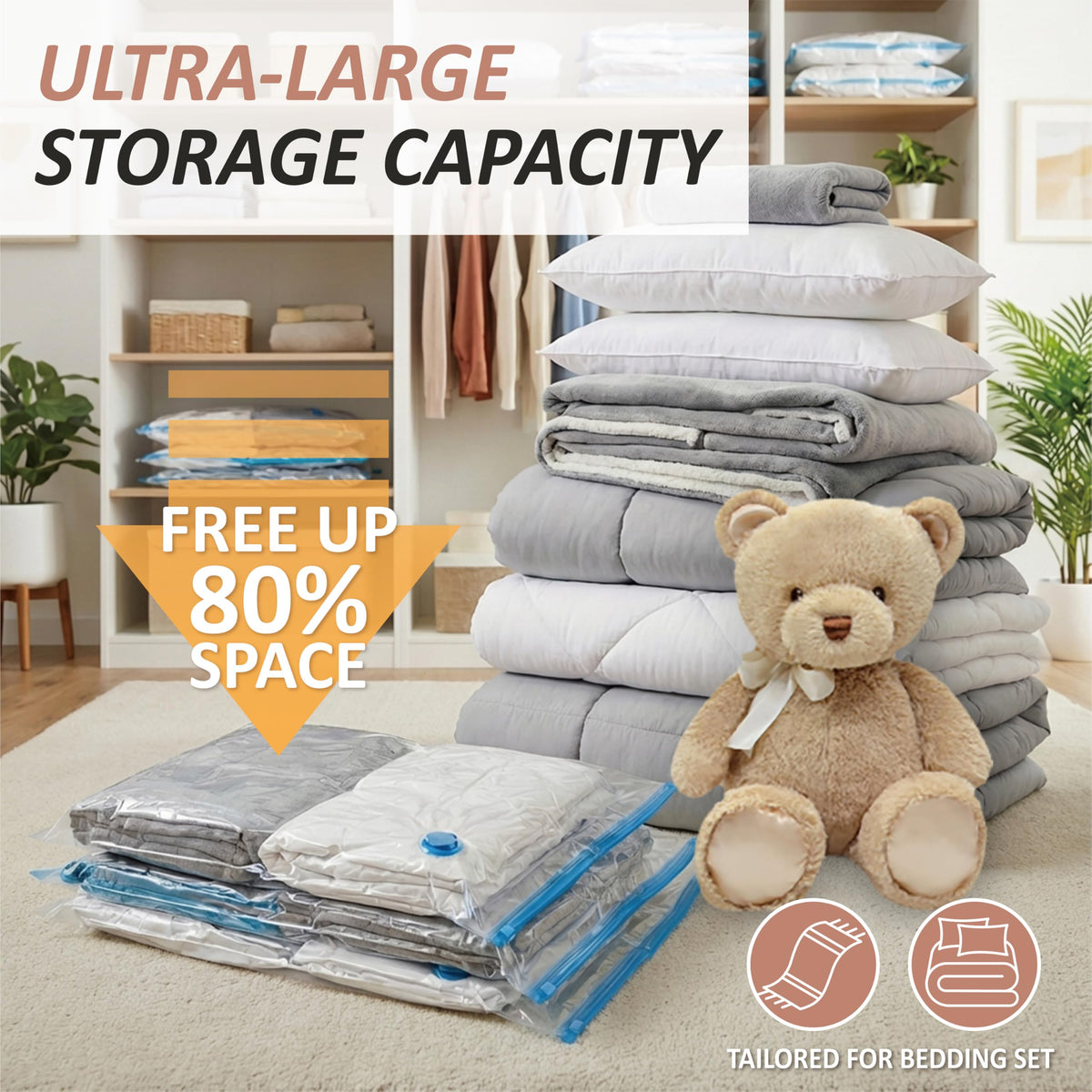 Vacuum Storage Bags with Hand Pump, Vacuum Seal Space Saver Bags,20 Combo