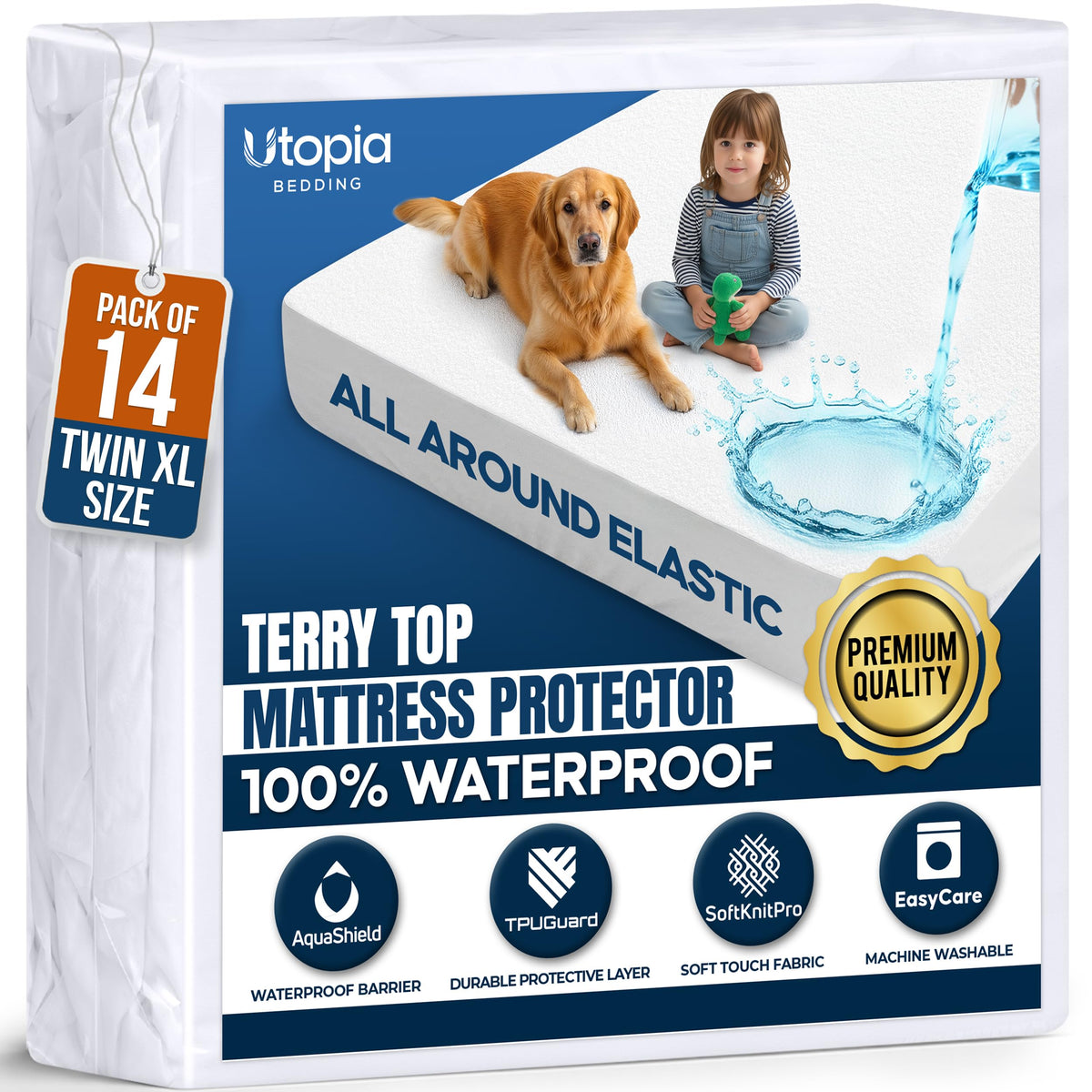 Waterproof Twin Size Mattress Protector fits Upto 15" Deep Pocket