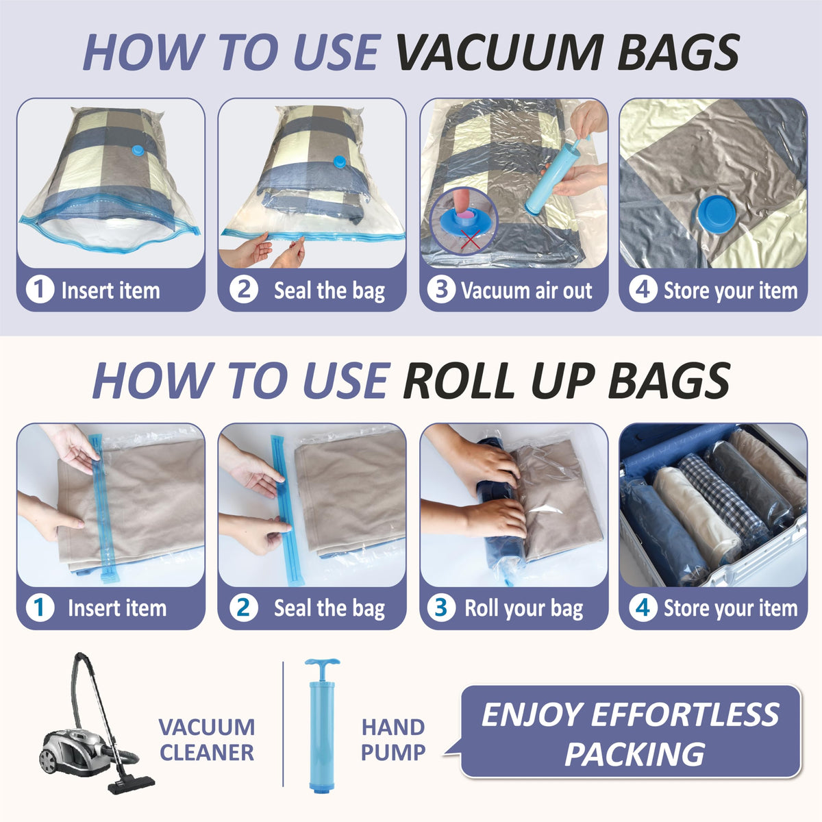 Vacuum Storage Bags with Hand Pump, Vacuum Seal Space Saver Bags,20 Combo