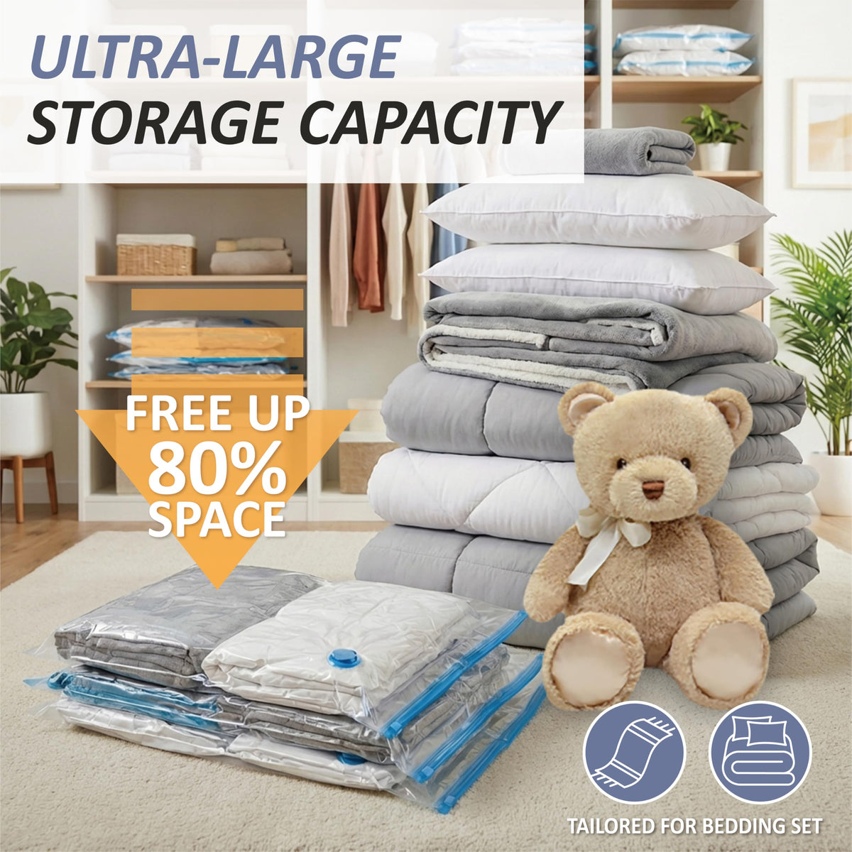 Vacuum Storage Bags with Hand Pump, Vacuum Seal Space Saver Bags,20 Combo