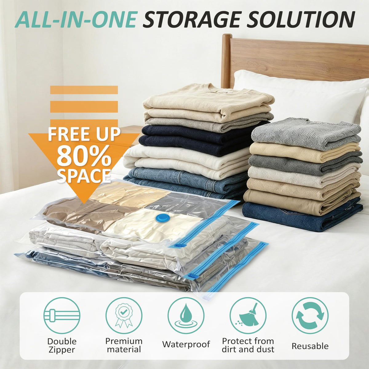 Vacuum Storage Bags with Hand Pump, Vacuum Seal Space Saver Bags,20 Combo
