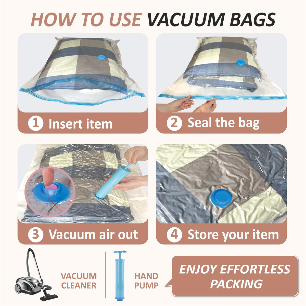 Vacuum Storage Bags with Hand Pump, Vacuum Seal Space Saver Bags,20 Combo