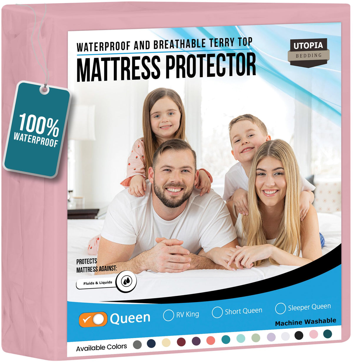 Waterproof Twin Size Mattress Protector fits Upto 15" Deep Pocket