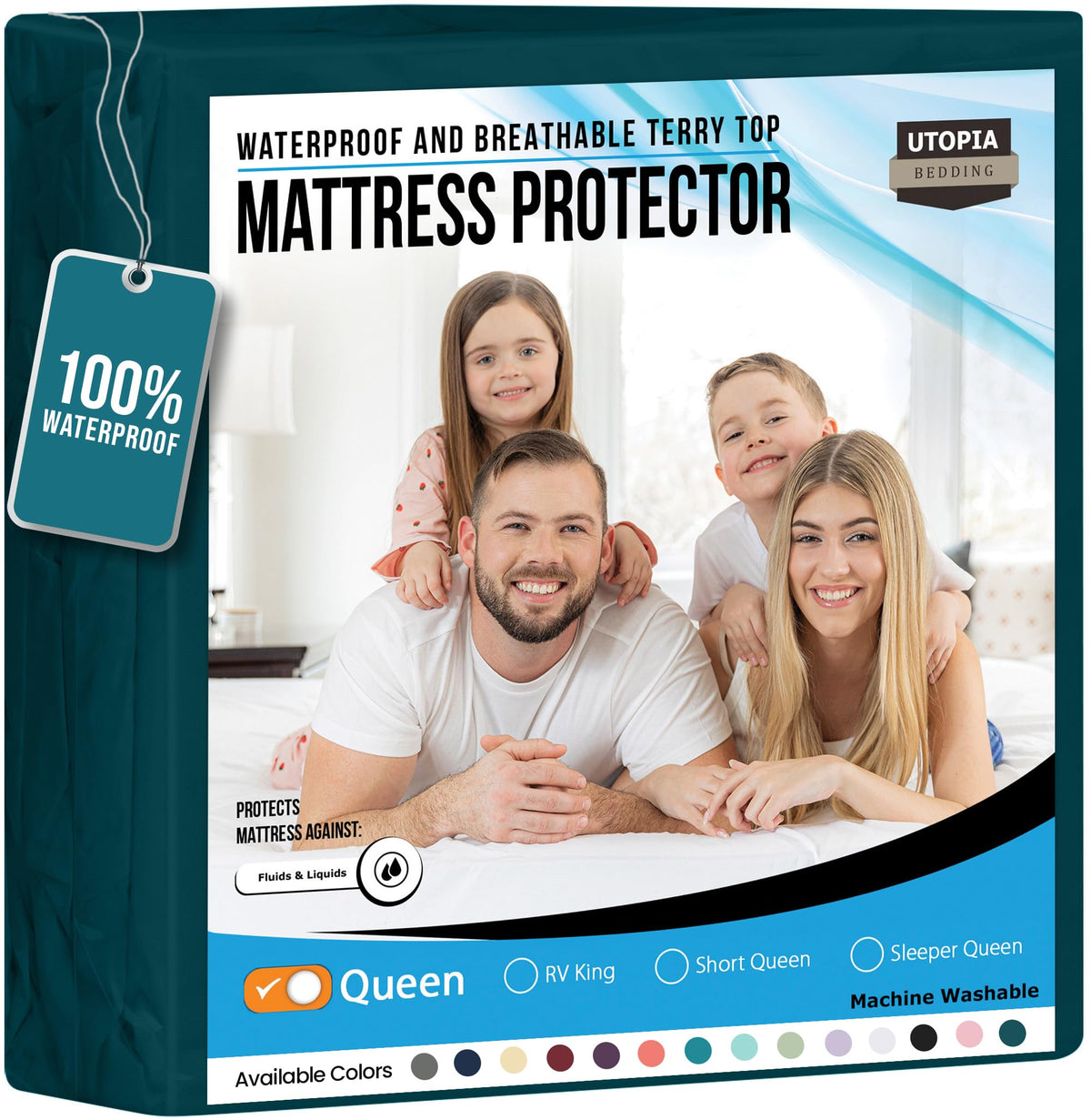Waterproof Twin Size Mattress Protector fits Upto 15" Deep Pocket