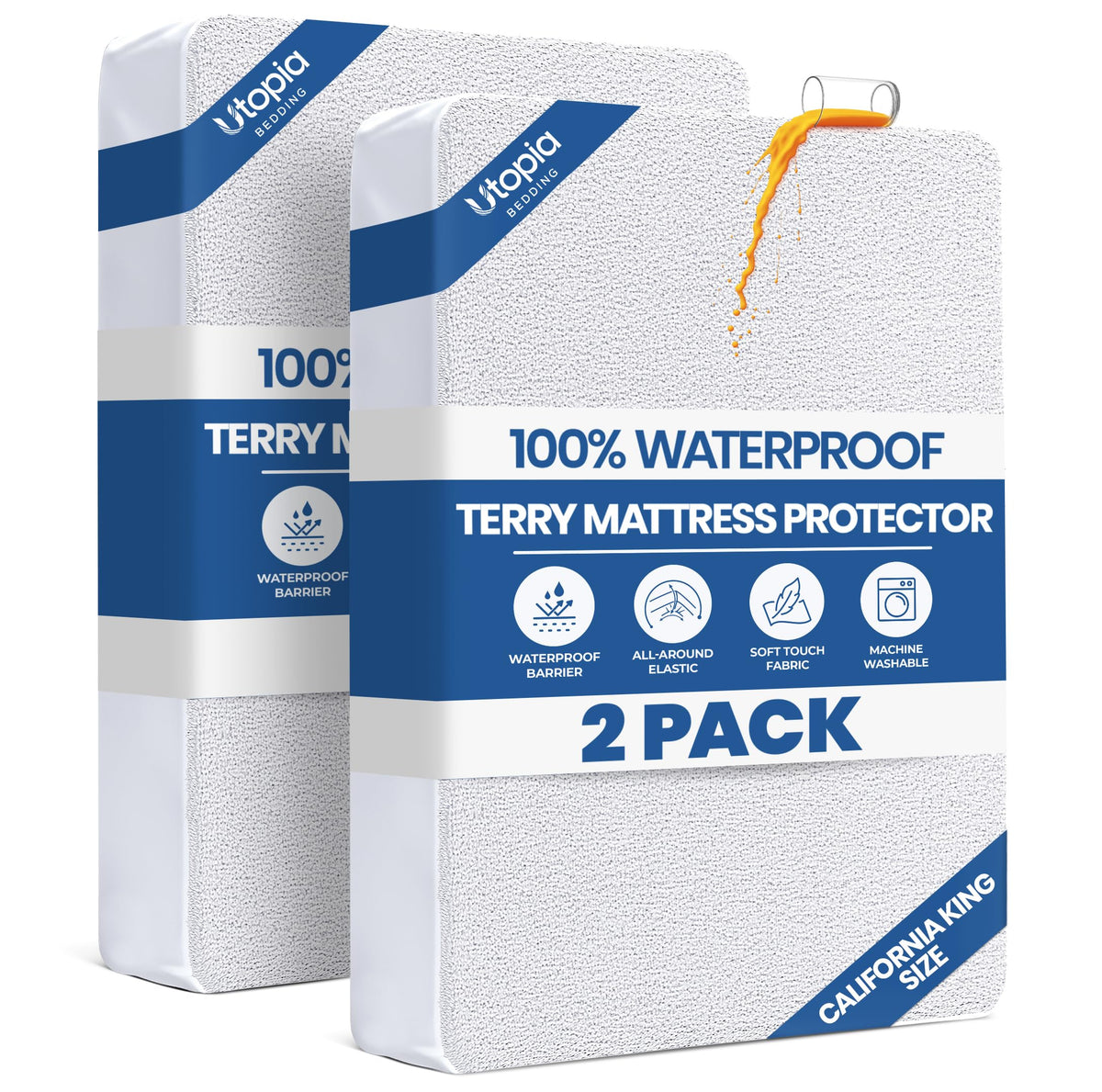 Waterproof Twin Size Mattress Protector fits Upto 15" Deep Pocket