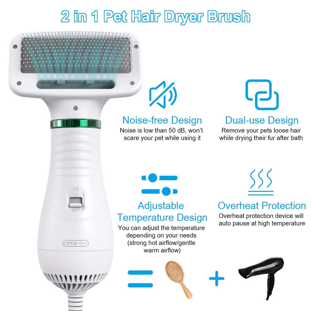 2-in-1 Dog Hair Dryer Brush