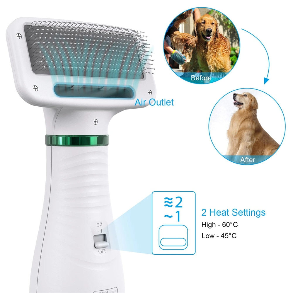 2-in-1 Dog Hair Dryer Brush